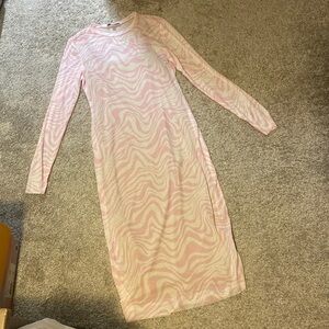 AFRM size large pink and white mesh midi dress - never been worn (w/ slip dress)